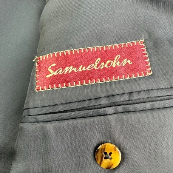 Samuelsohn Blue w/ Stripe SB Andrew Super 110 2 Button 1 Vent Blazer Size 44L